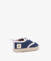 Chaussons de naissance en toile à liseré fleuri - LuluCastagnette
